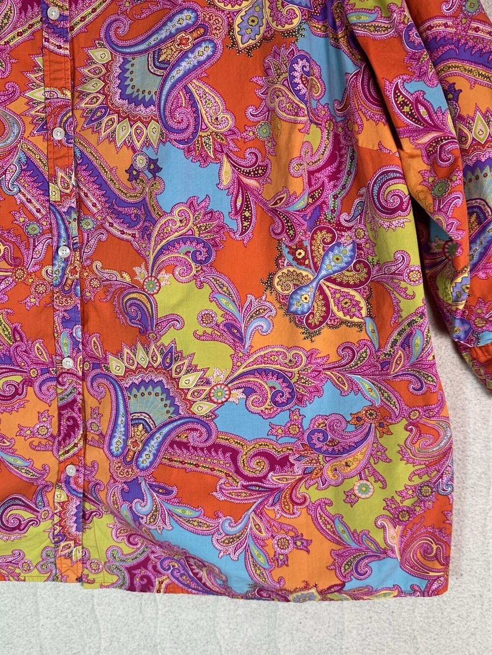 Vintage Chaps Womens Button Up Shirt 3X Colorful Paisley Dopamine Dressing Artsy - Picture 3 of 12